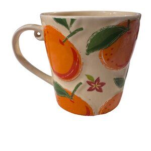 Starbucks 2006 Orange Citrus Mug With Floral Design 12 Oz Dishwasher & Microwave